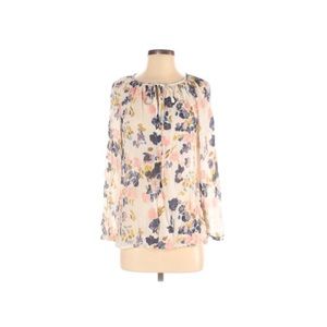 Lucky Brand cream floral tie neck tunic S